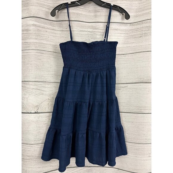 H&M Dresses & Skirts - Navy Blue Smocked Tiered Sleeveless Summer Dress Size S